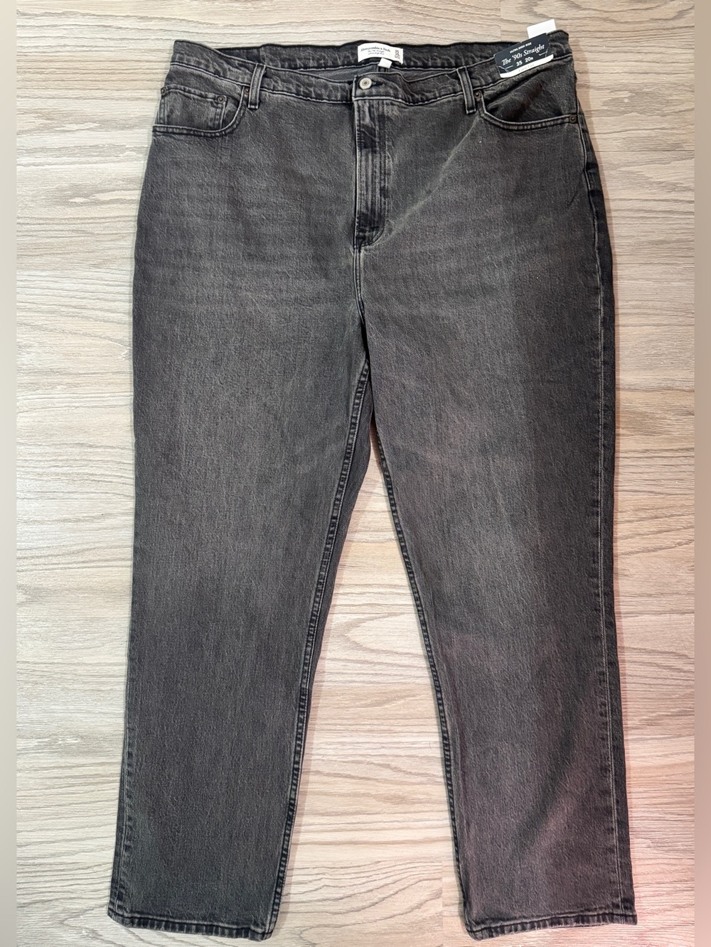 Abercrombie Curve Love 90s Straight Ultra High Rise Jeans 35R Black Charcoal NWT
